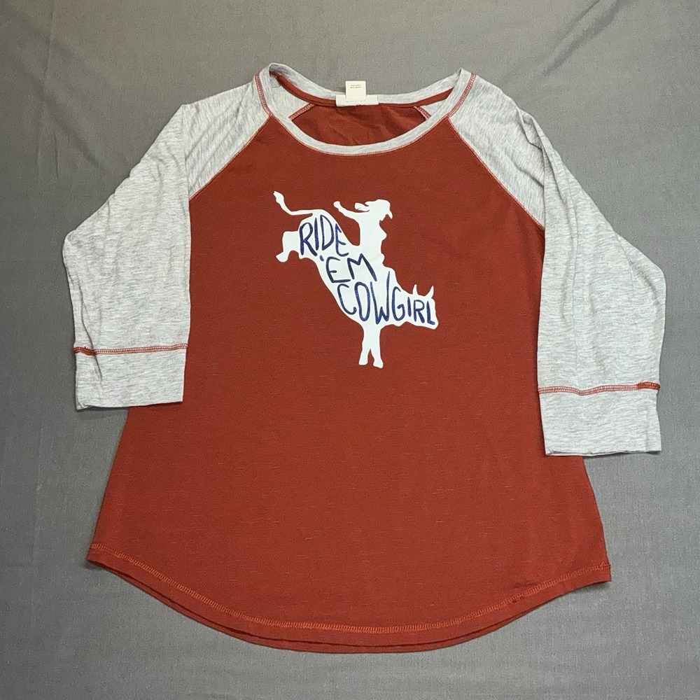 Ariat Real Women's 3/4 Sleeve Ride 'Em Cowgirl Rodeo Graphic T-Shirt XL
